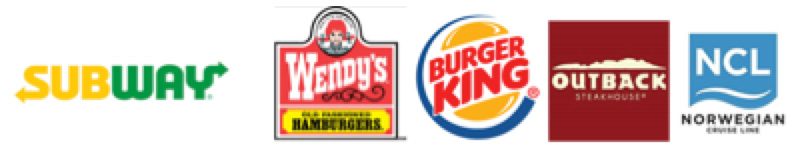 logo of subway, wendy's, burger king, out back, Norwegian