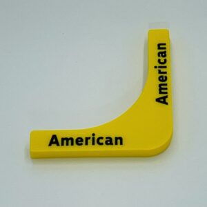 Yellow boomerang with "American" text.