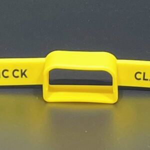 Yellow plastic tag with "CLASSIC CK" text.