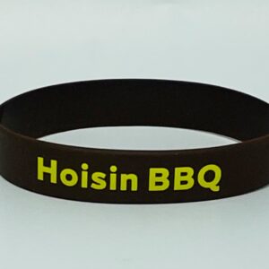 Brown wristband with "Hoisin BBQ" text.