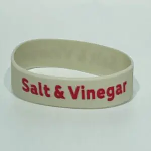 White wristband with "Salt & Vinegar" text.