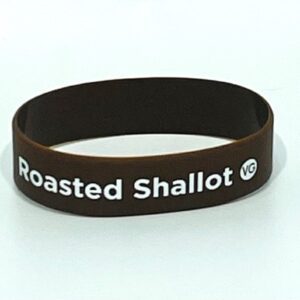 Brown wristband with "Roasted Shallot VG".
