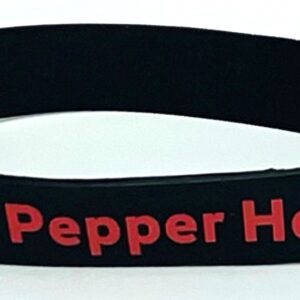 A black and red bracelet with the words pepper house on it.