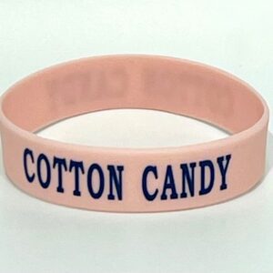 Pink wristband with "COTTON CANDY" text.