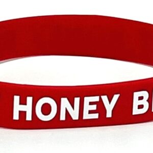 Red wristband with "HOT HONEY BBQ" text.