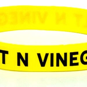 Yellow wristband with "Salt N Vinegar" text.