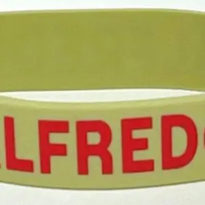 A close up of the name of a person on a bracelet