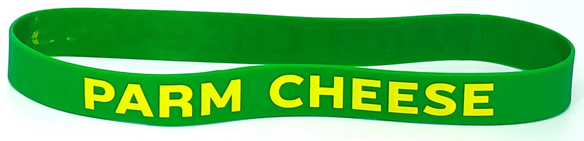 A close up of the side of a green wristband