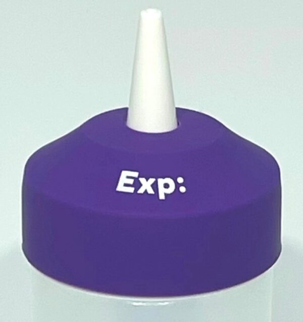 A purple cap with the word exp on it.