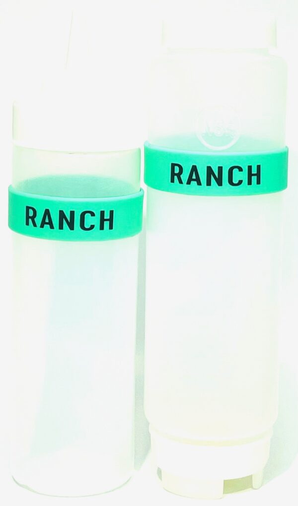 A couple of bottles that are labeled ranch.