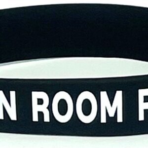 A black wristband with the words " room for rent ".