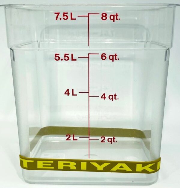 A container with the measurements of each square.