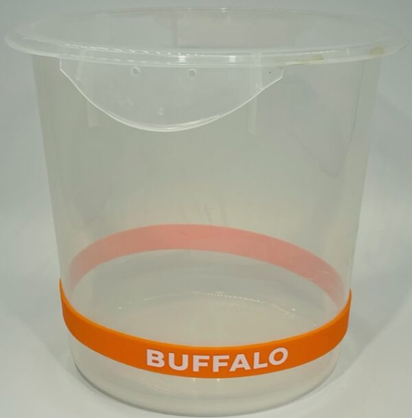 A plastic container with the word buffalo on it.