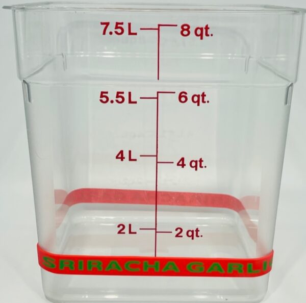 A container with the measurements of each square.