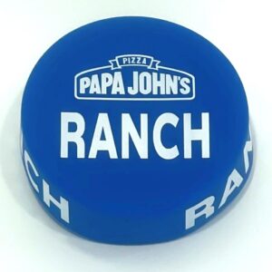 A blue cap with papa john 's ranch written on it.