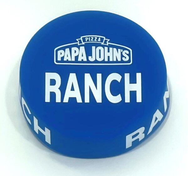 A blue cap with papa john 's ranch written on it.