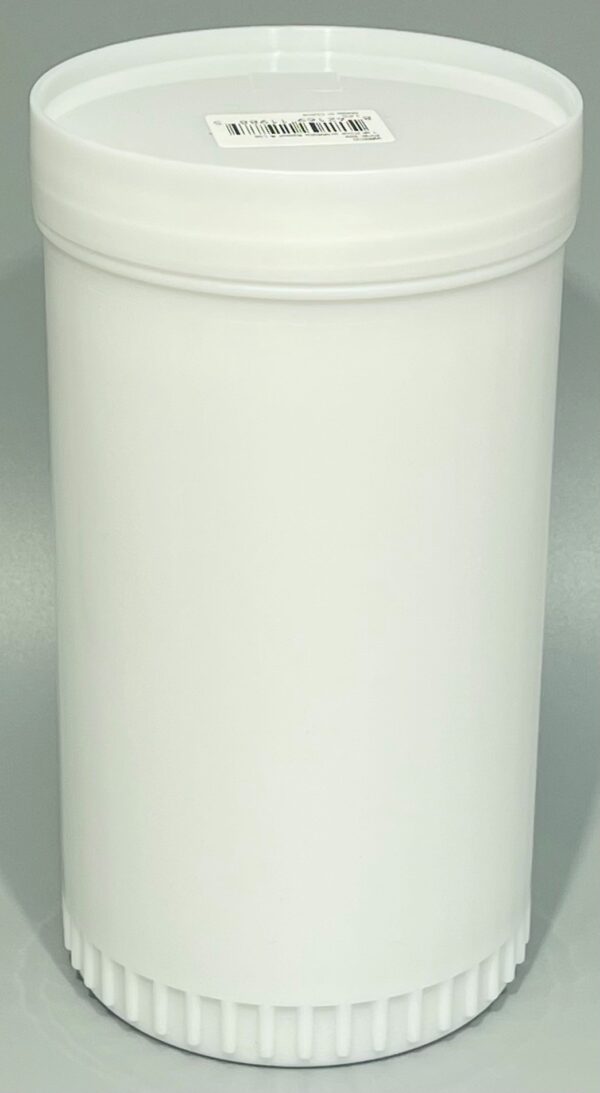 A white container with a lid on top of it.