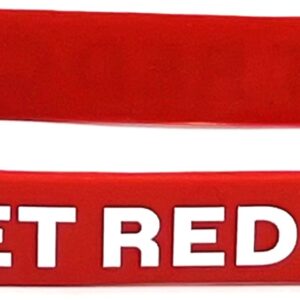 A red rubber bracelet with the words " get redder ".