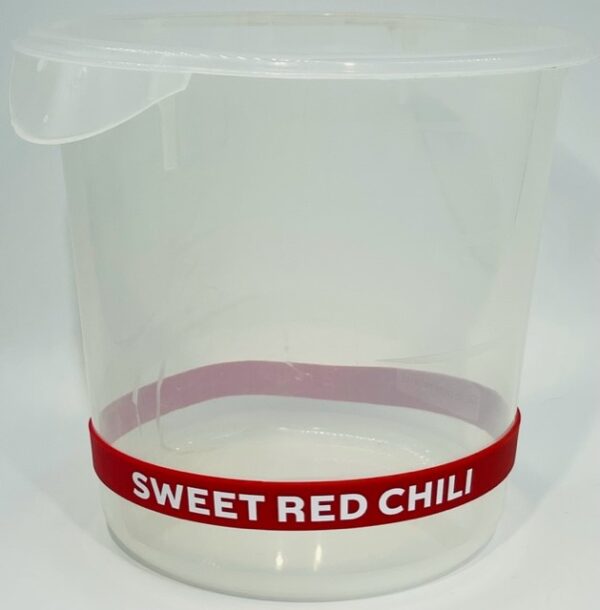 A container with the words " sweet red chili ".