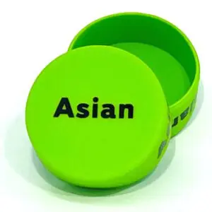 A green box with the word asian written on it.