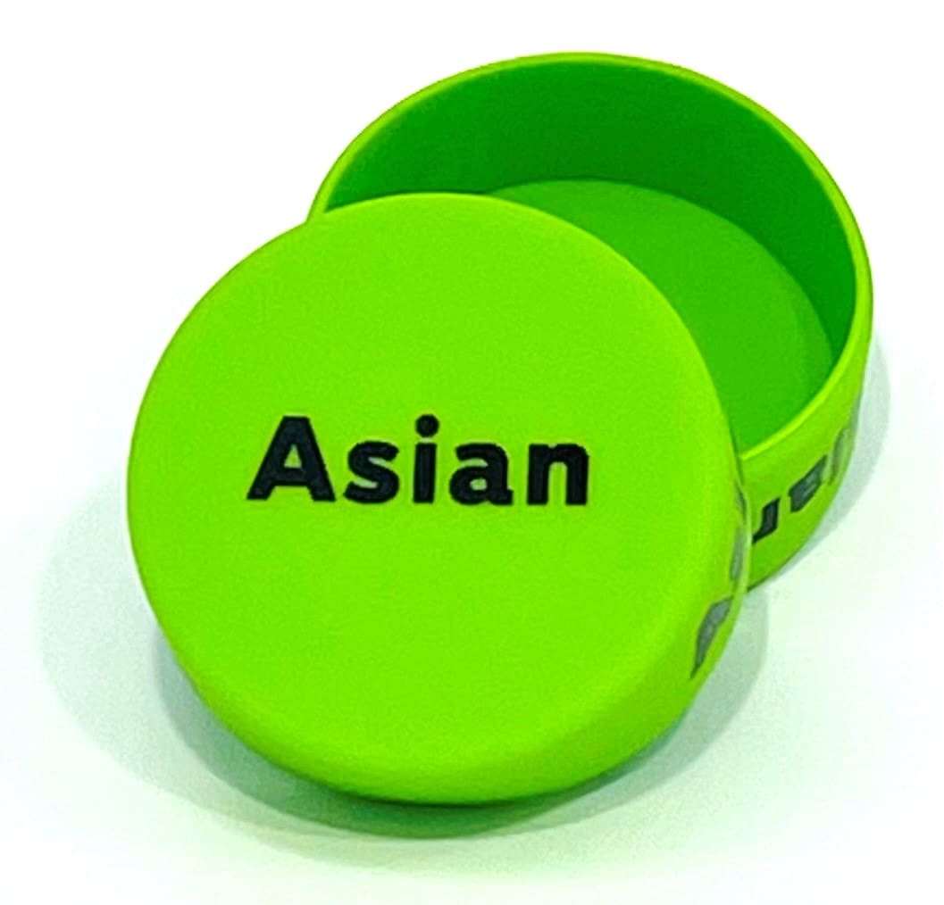 A green box with the word asian written on it.