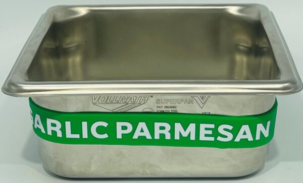 A metal container with the words public parmesan on it.