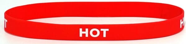 A red strip with the word hot written on it.