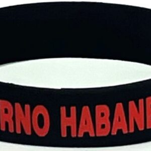 A black and red wristband with the words " inferno habanero ".