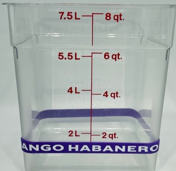 A container with the measurements of each square.