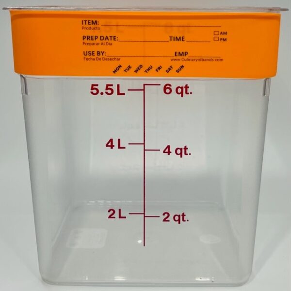 A container with the measurements on it.