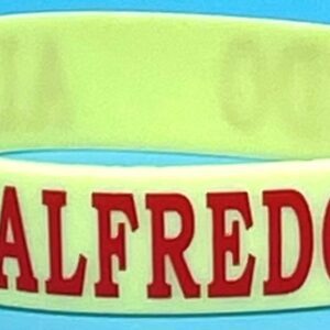 A close up of the front of a wristband
