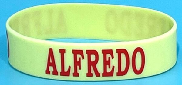 A close up of the front of a wristband