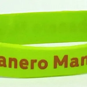 A close up of the side of a green bracelet