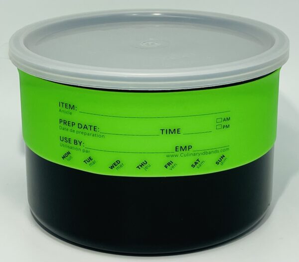 A green and black container with a lid.