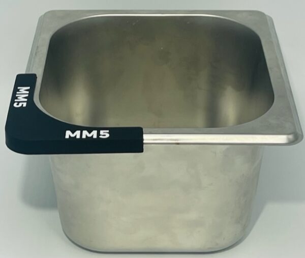 A metal container with a handle on top of it.