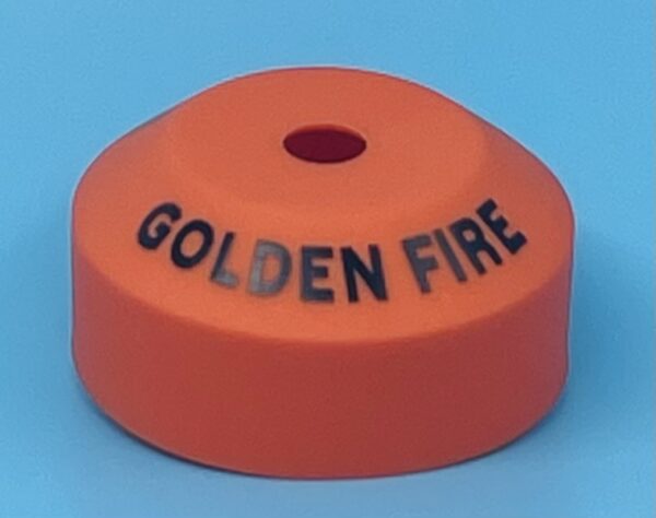 A red fire hydrant with the words " golden fire ".