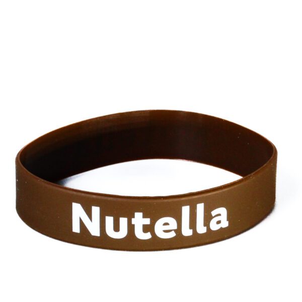 A nutella wristband is shown with the word nutella.