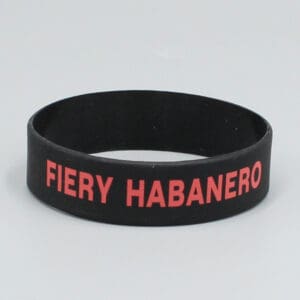 Black wristband with "Fiery Habanero" text.
