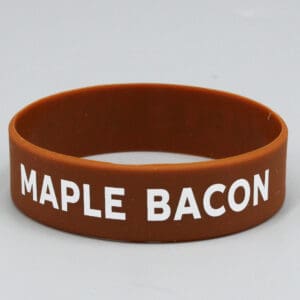 Brown bracelet with "Maple Bacon" text.
