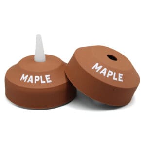 Brown caps labeled "Maple" with white spouts.