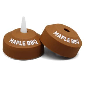 Maple BBQ brown bottle caps, white text.