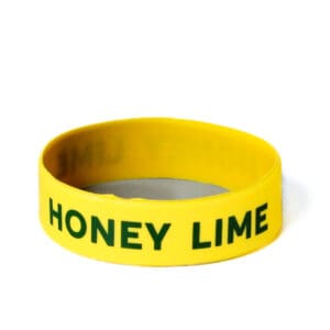 Yellow wristband with "Honey Lime" text.