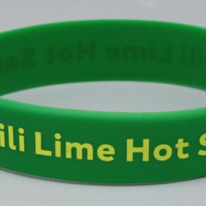 Green wristband with "Chili Lime Hot Sauce.