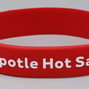 Red "Chipotle Hot Sauce" wristband.