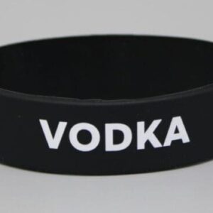 Black wristband with "Vodka" in white text.
