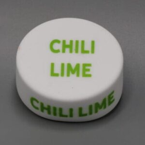 White cap with "Chili Lime" in green.