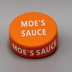 Orange cap with "MOE'S SAUCE" text.
