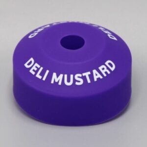 Purple deli mustard bottle cap.