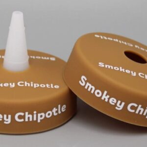 Smokey Chipotle caps on gray background.