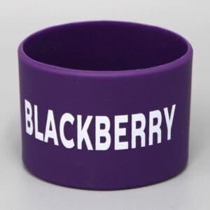 Purple wristband with "BLACKBERRY" text.